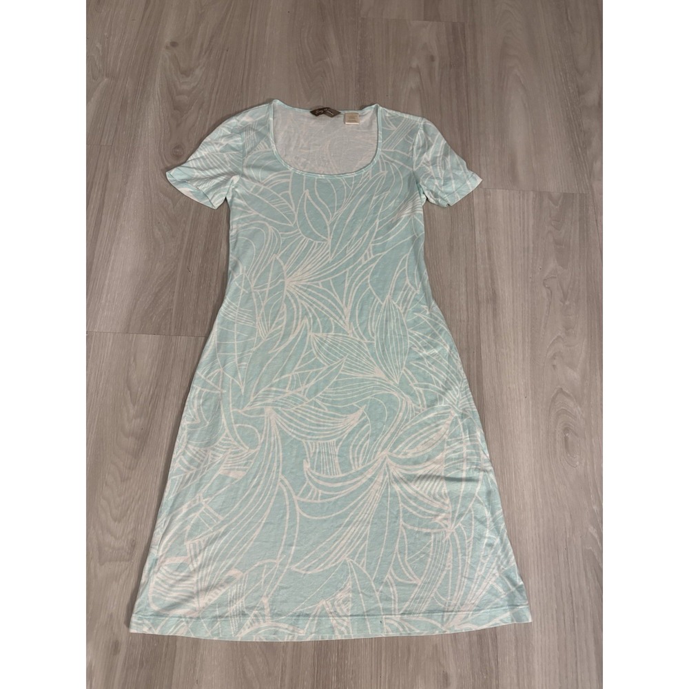 Tommy Bahama Women Dress Aqua Blue Tropical Leaf Pima Cotton Modal Size XS